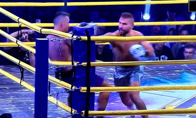 Úgy kiütötte Rácz Jenő úgy kiütötte Kabát Petit a Szárboxban, hogy orvost kellett hívni, miközben a barátnője üvöltve zokogott a ringben