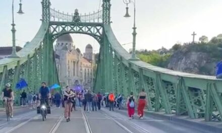 Tüntetés Budapesten: a demonstrálók váratalanul elfoglalták a Szabadság hídat, nem járnak a villamosok
